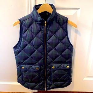 J Crew Women’s Plaid Green/Blue Quilted Vest